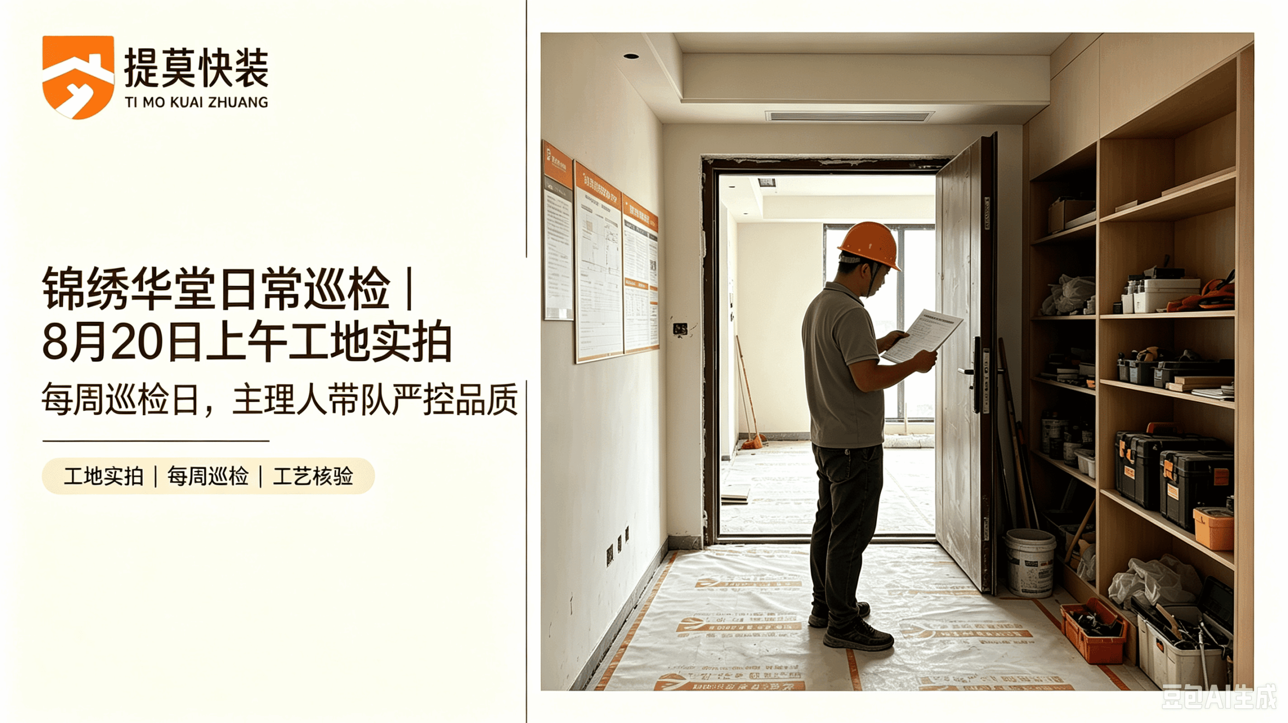 锦绣华堂日常巡检|8月20日上午工地实拍,每周巡检日,主理人带队严控品质