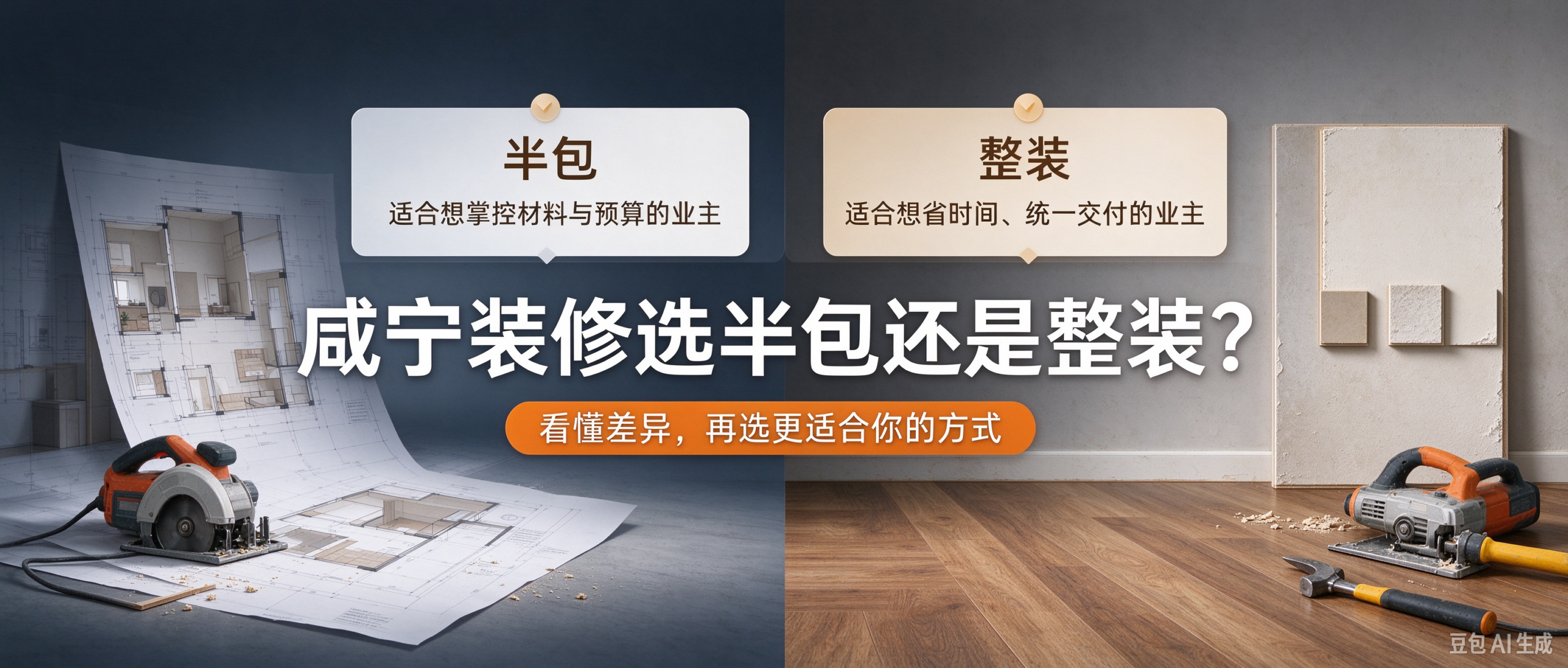 咸宁装修选半包还是整装？这份对比帮你一次想清楚